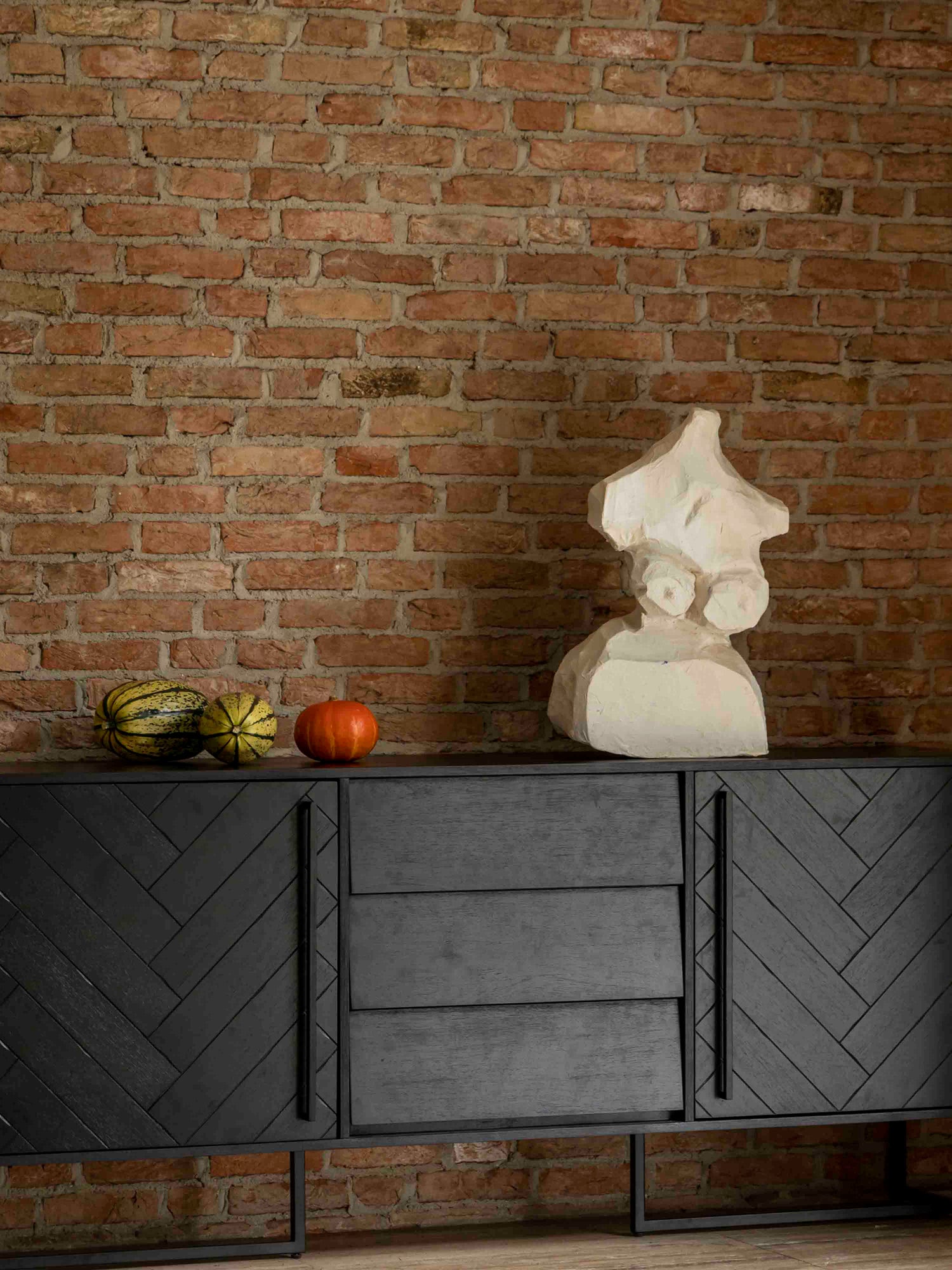 Class Sideboard High - Oak,Brown and Black