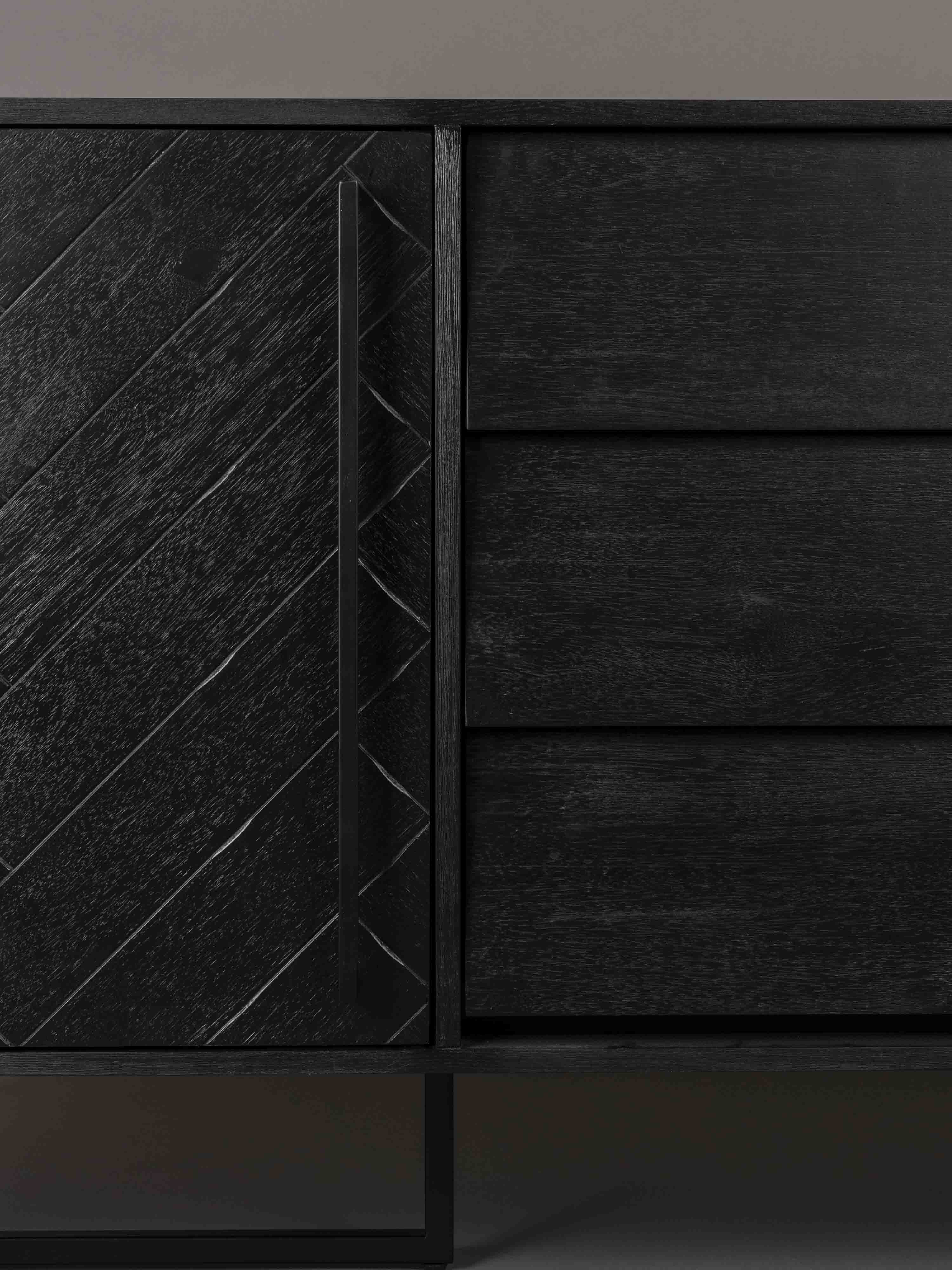 Class Sideboard High - Oak,Brown and Black