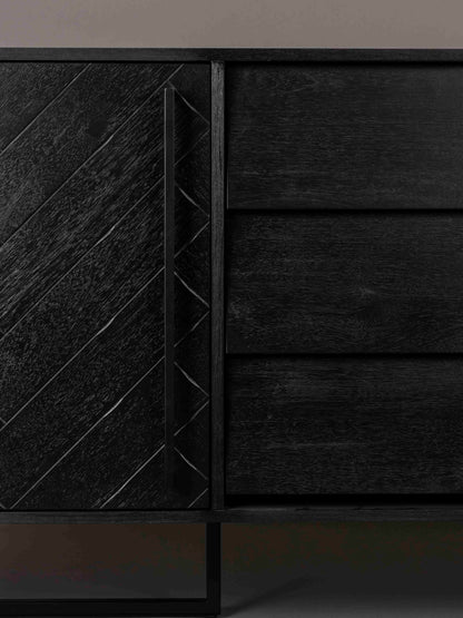 Class Sideboard High - Oak,Brown and Black