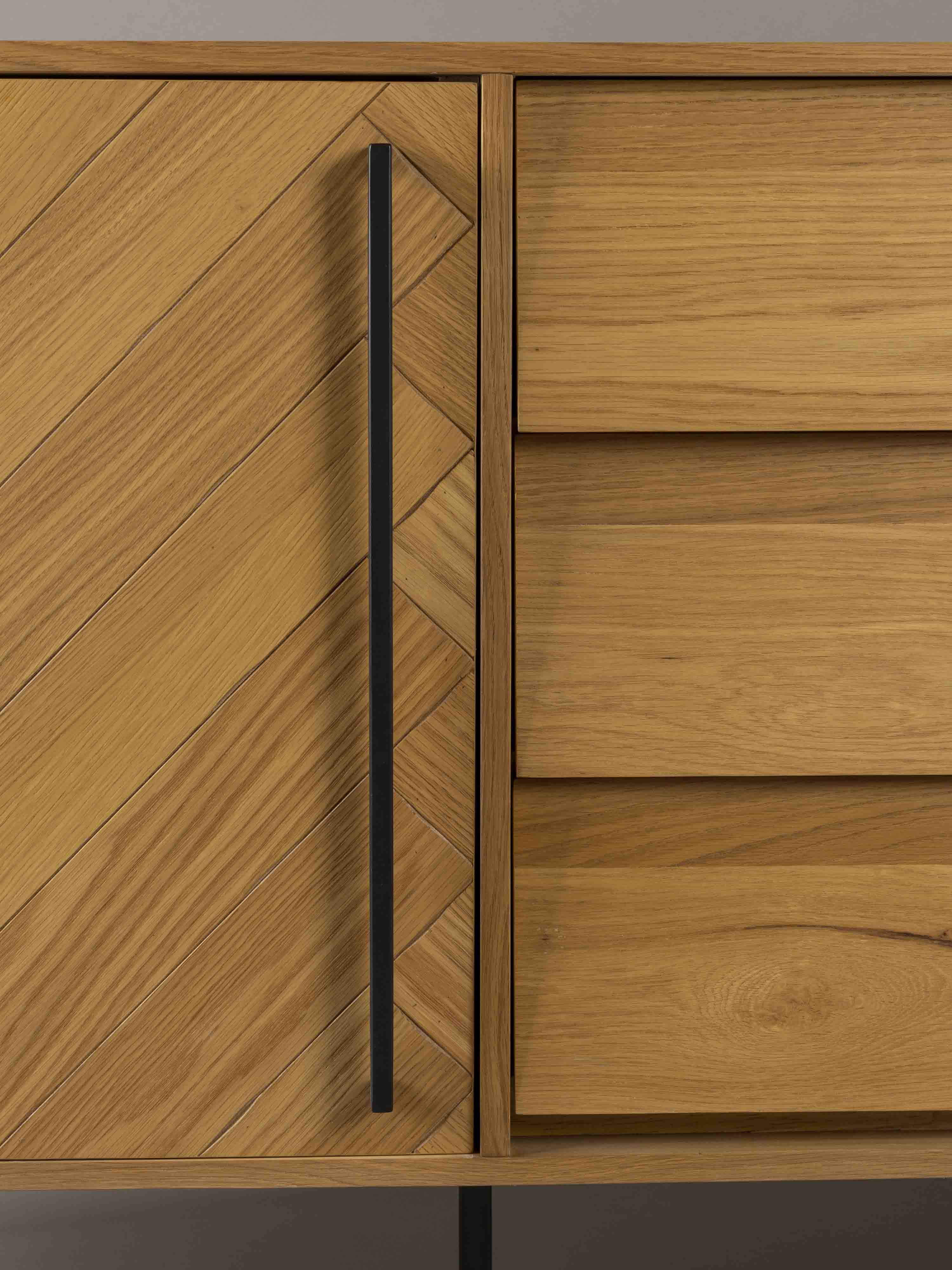 Class Sideboard High - Oak,Brown and Black