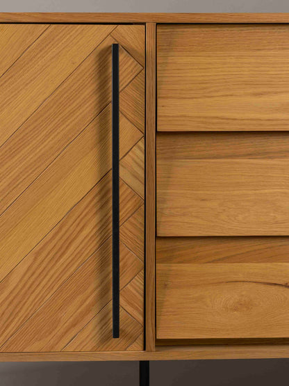 Class Sideboard High - Oak,Brown and Black