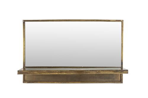Feyza Horizontal Brass Mirror with Shelf
