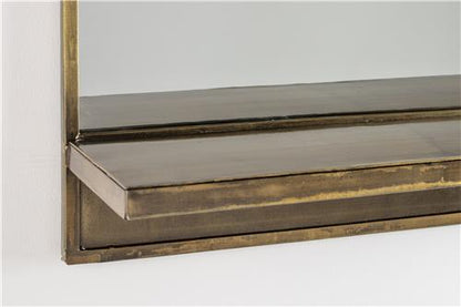 Feyza Horizontal Brass Mirror with Shelf