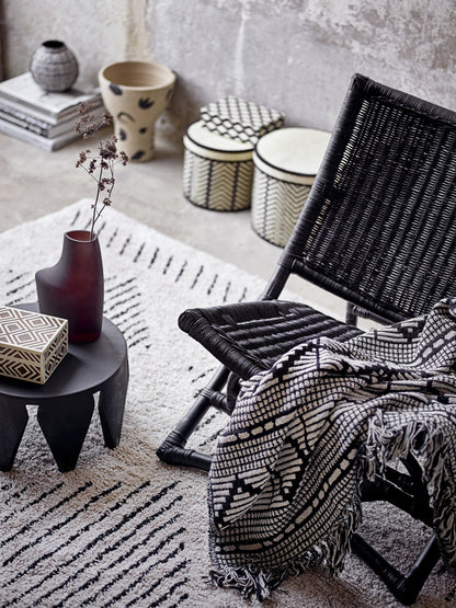 Gutte Black Printed Recycled Cotton Throw