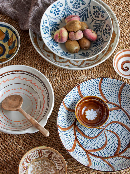 Heikki Hand Painted Stoneware Bowl in Brown Swirl