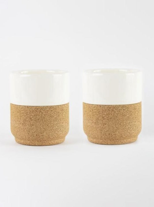Cream Cork and Pottery Gift Set 2 Mugs