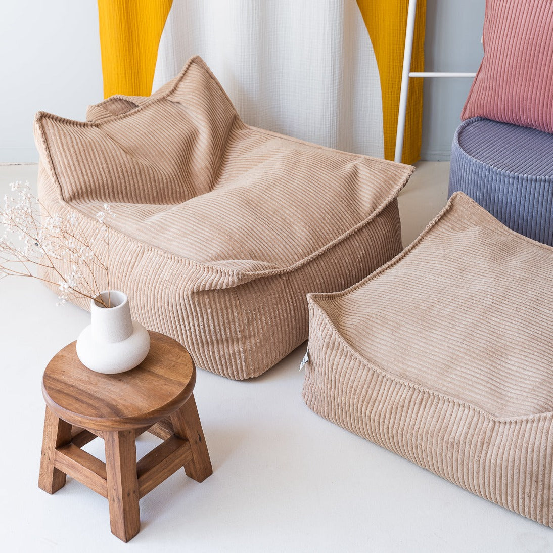 Corduroy Beanbag Ottoman - 6 Colour Options Available