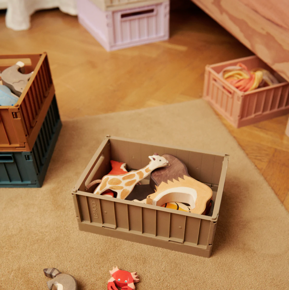 Weston Small Storage Box with Lid - Oat - 2 pack