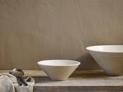 Ela Cream Ceramic Embossed Serving Bowl - Small