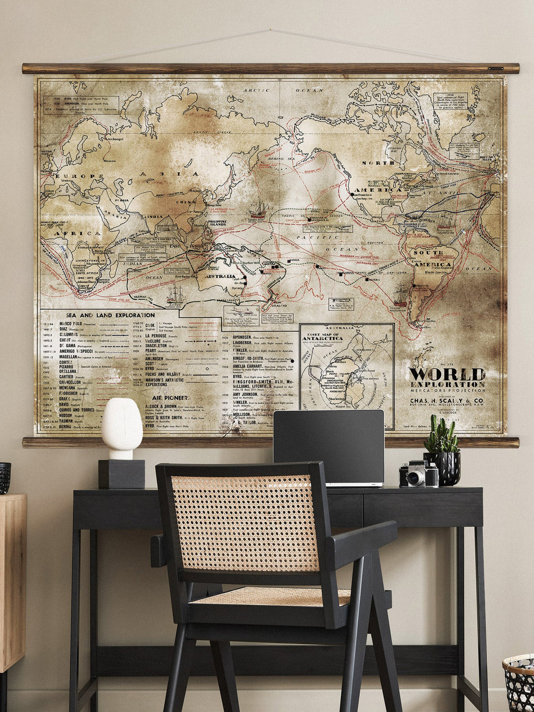 Wall Hanging World Exploration Map - Large