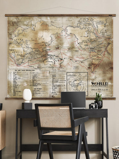 Wall Hanging World Exploration Map - Large