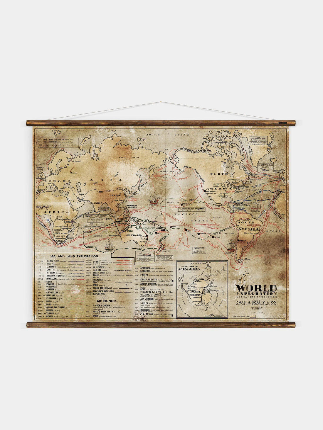 Wall Hanging World Exploration Map - Large