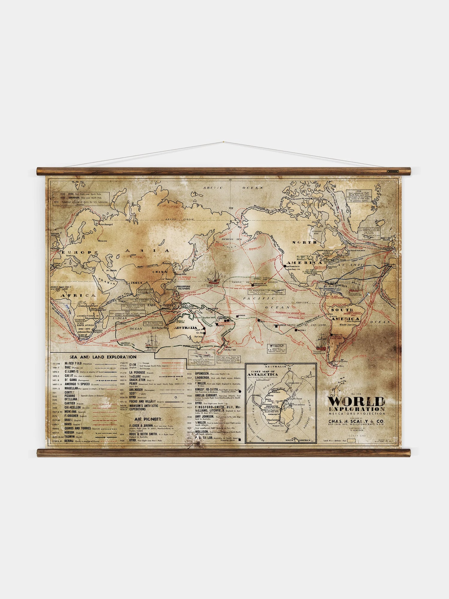 Wall Hanging World Exploration Map - Large