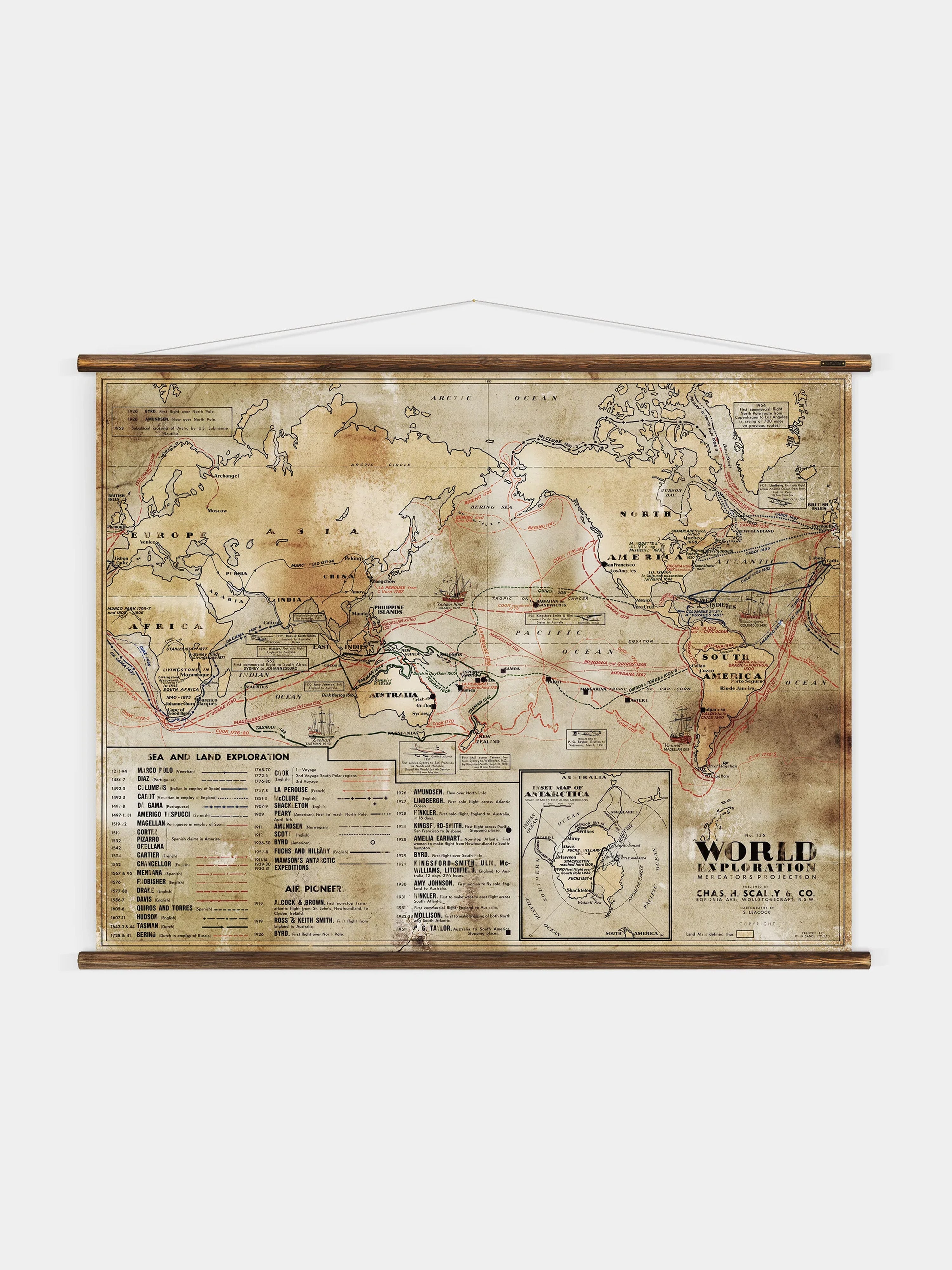 Wall Hanging World Exploration Map - Large
