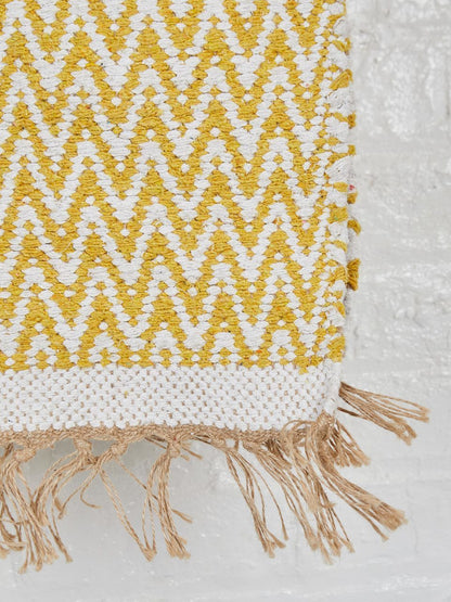 Hand Woven Patterned Rug with Jute and Tassels - 70 x 200cm