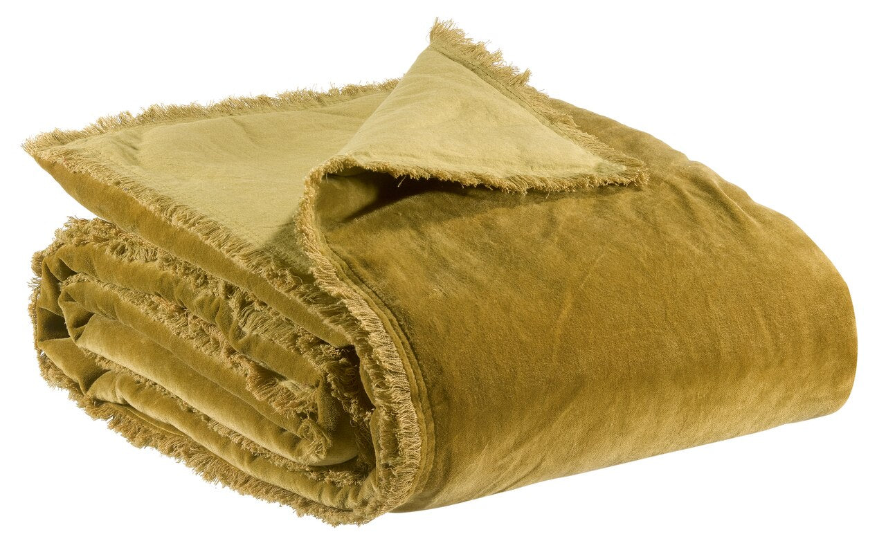 Fara Velvet Fringed Throw in Bronze