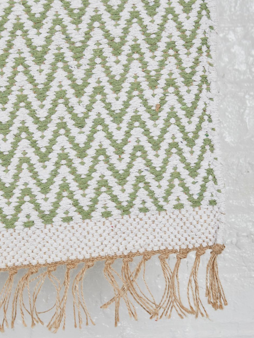 Hand Woven Patterned Rug with Jute and Tassels - 70 x 200cm