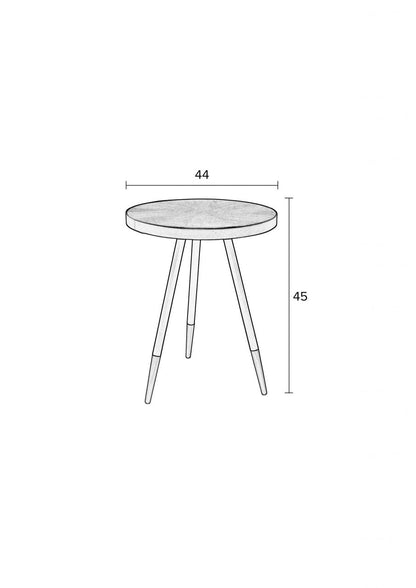 Darla Wooden Side Table with Brass Edging