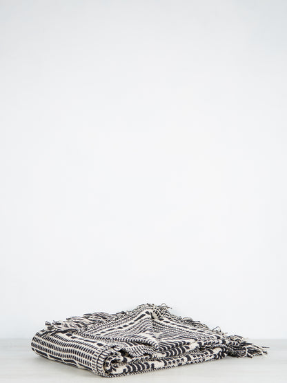 Gutte Black Printed Recycled Cotton Throw