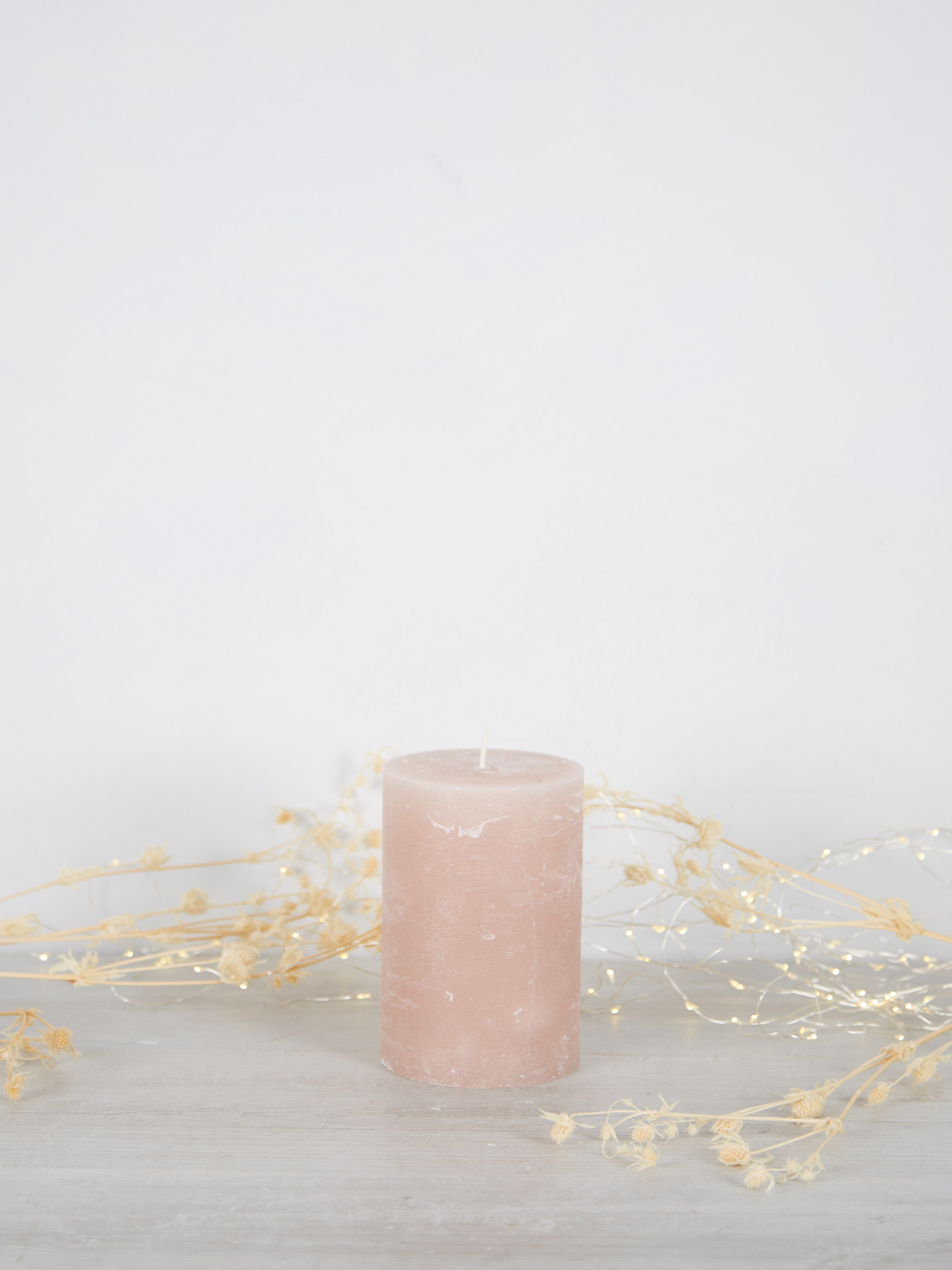Midi Rustic Pillar Candle Dusty Rose