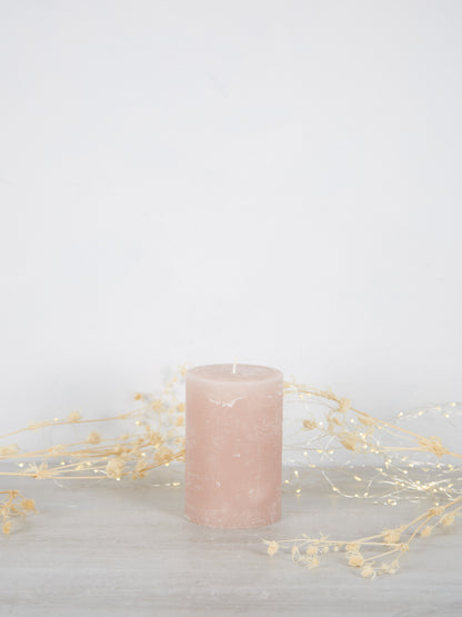 Midi Rustic Pillar Candle Dusty Rose