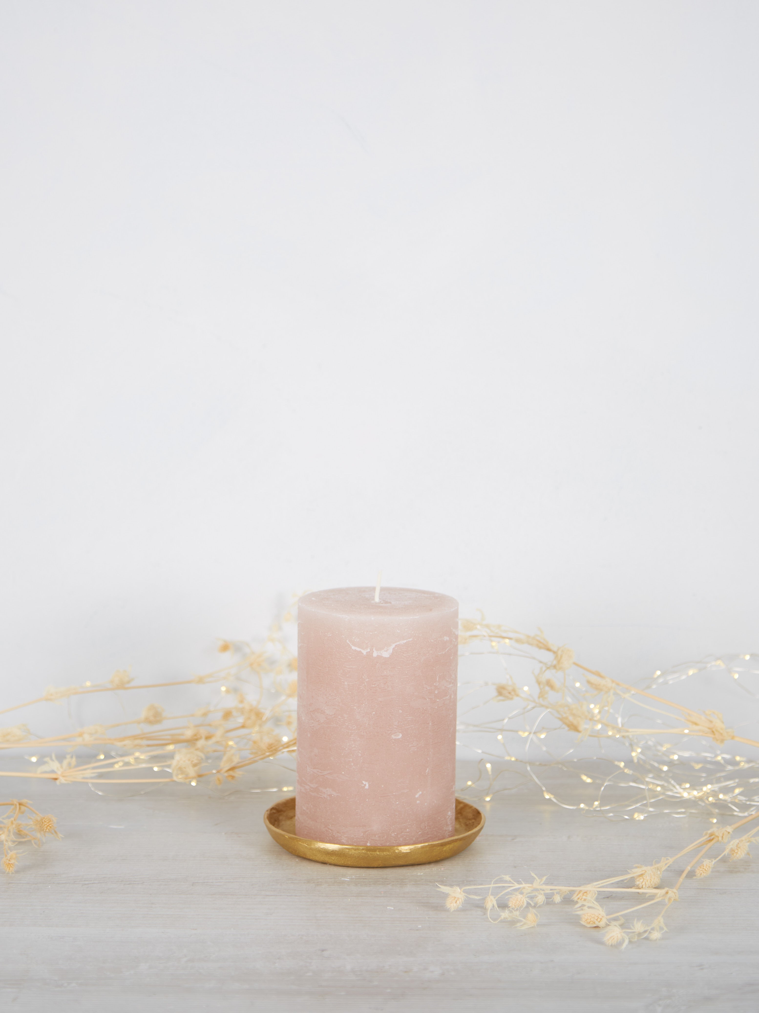 Midi Rustic Pillar Candle Dusty Rose