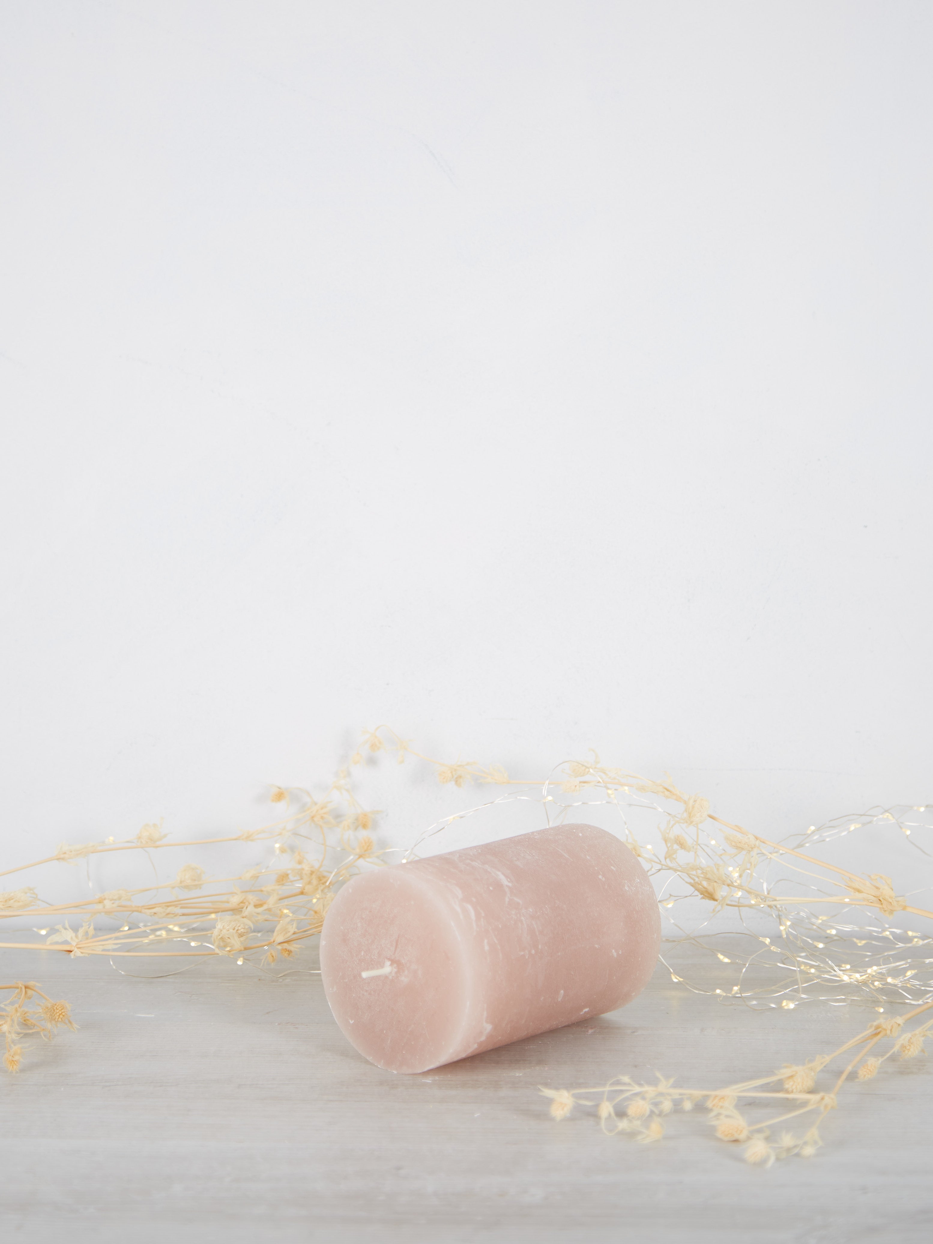 Midi Rustic Pillar Candle Dusty Rose