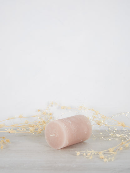 Midi Rustic Pillar Candle Dusty Rose