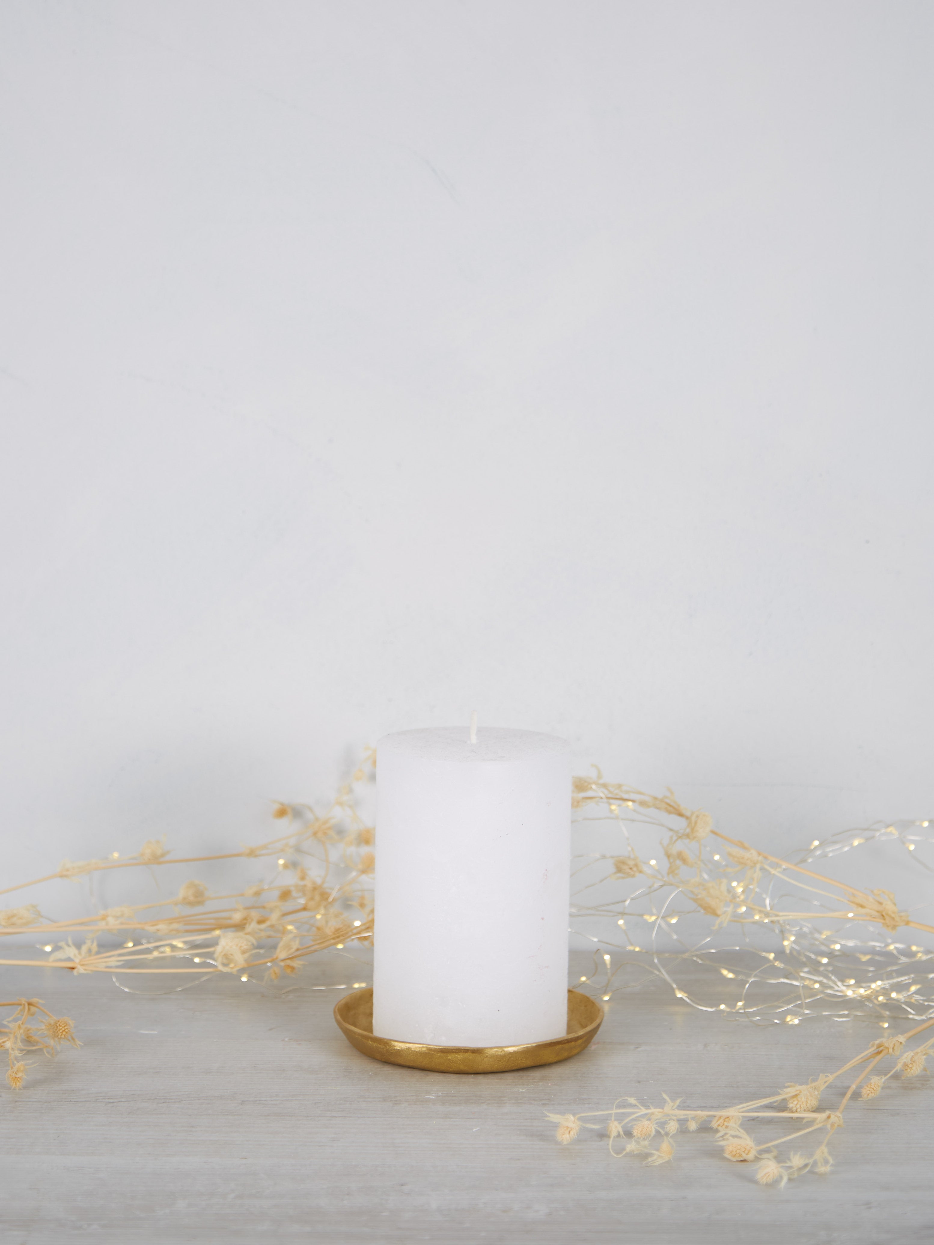 Midi Rustic Pillar Candle White