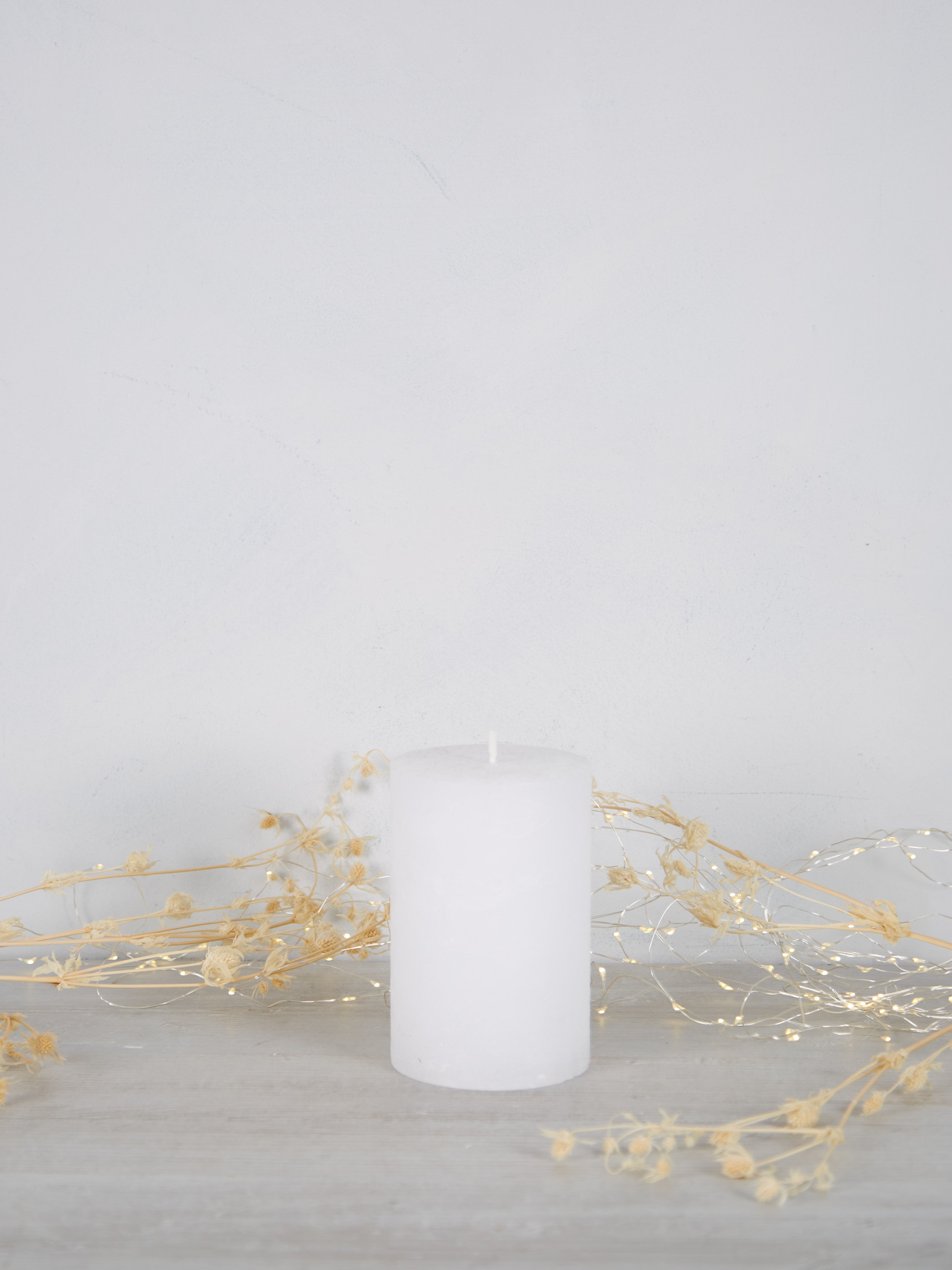 Midi Rustic Pillar Candle White