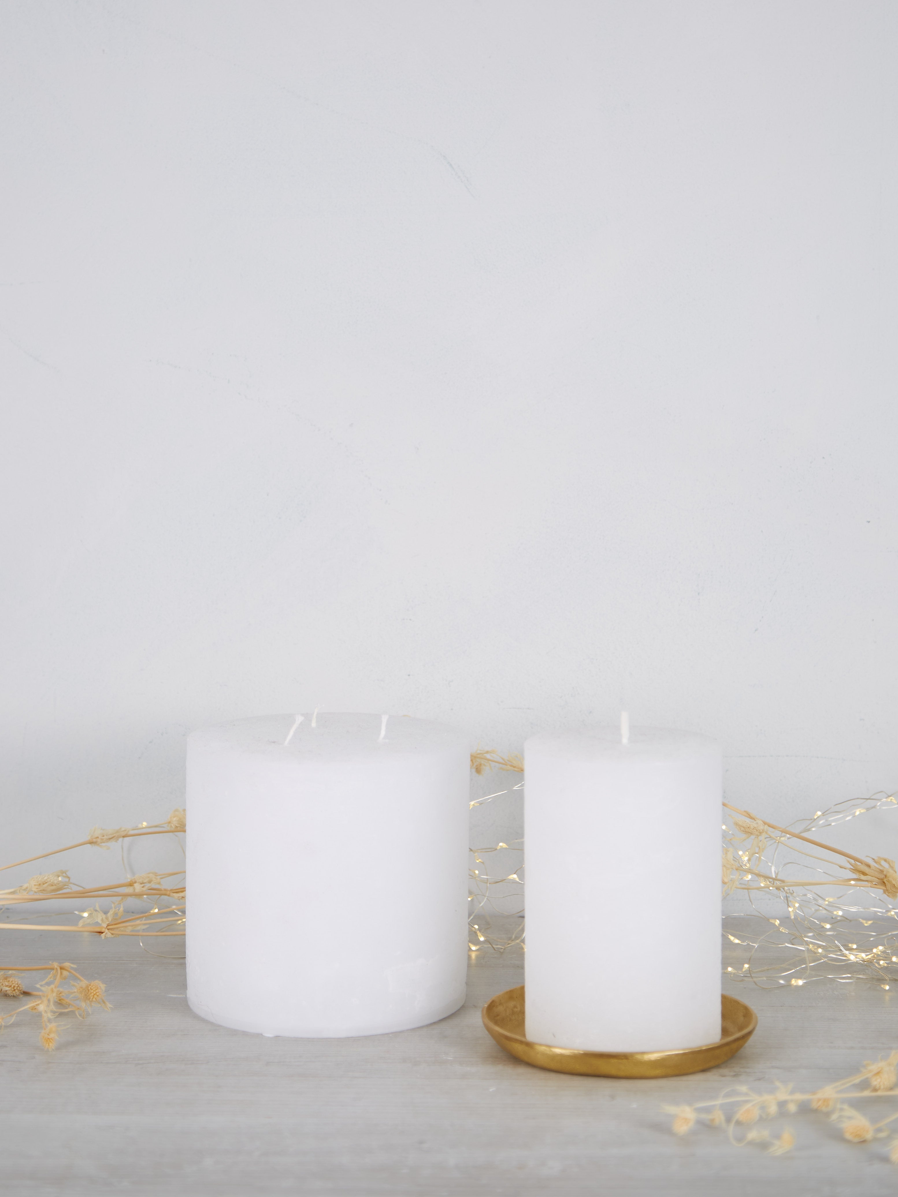 Midi Rustic Pillar Candle White
