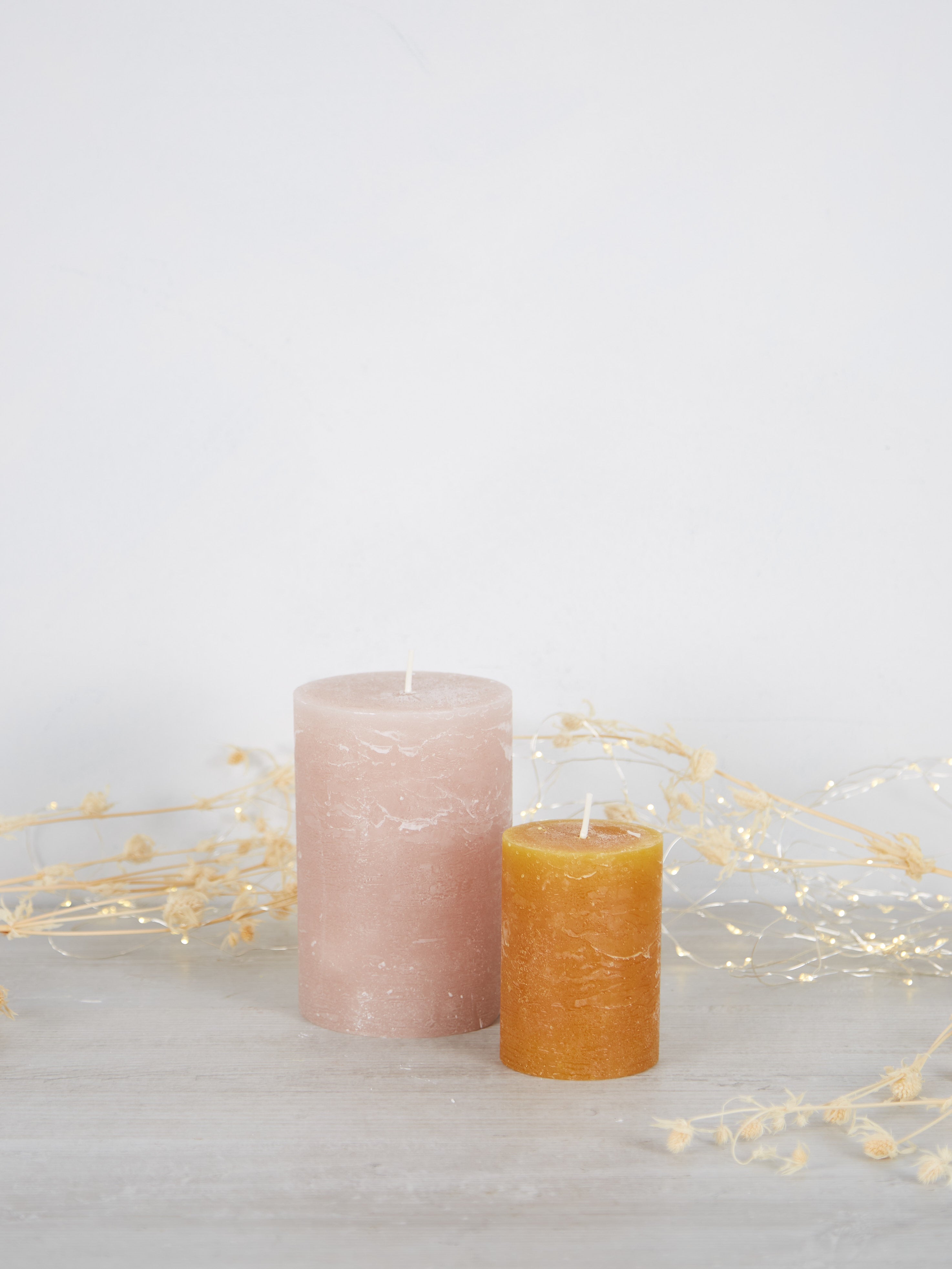 Midi Rustic Pillar Candle Dusty Rose