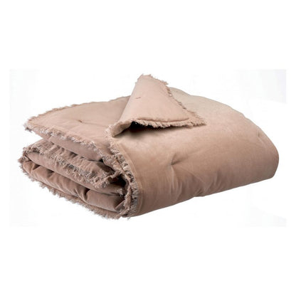 Fara Velvet Fringed Throw in Sesame 135 x 200