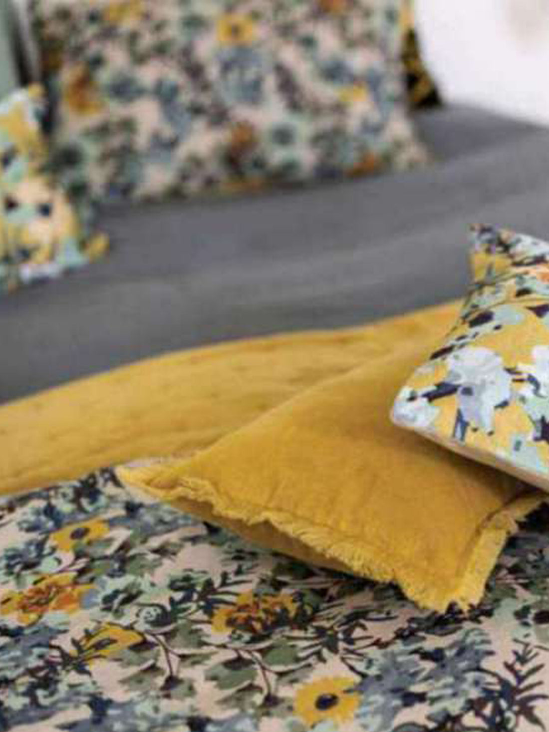 Fara Velvet Fringed Bedspread in Mirabelle